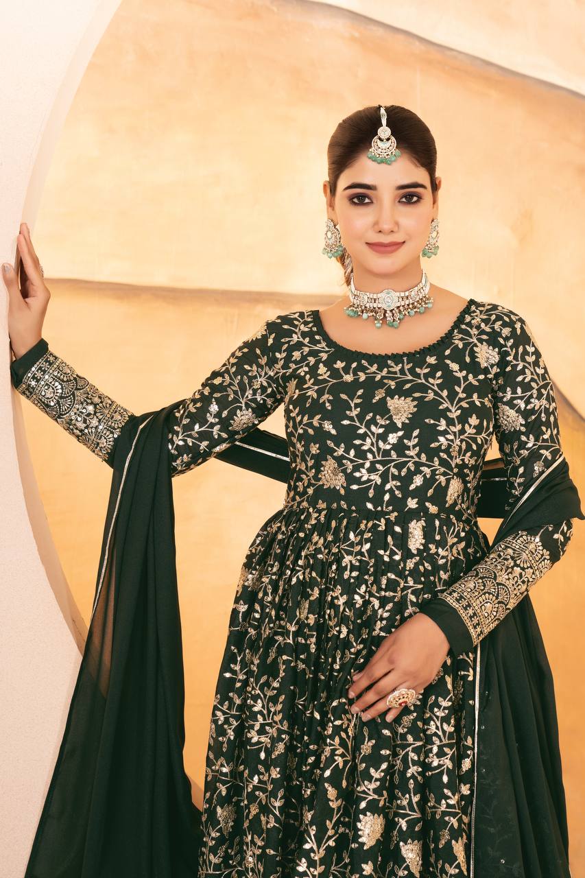 Siddhi Designer Thread-Sequins Embroidery Anarkali Suit