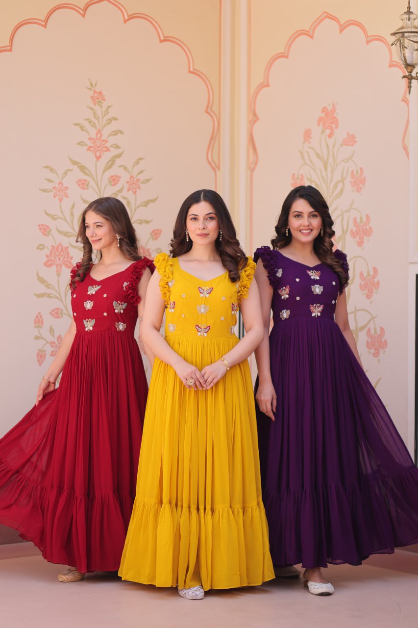 Aaradhya Designer Butterfly Bloom Festive Flow Gown