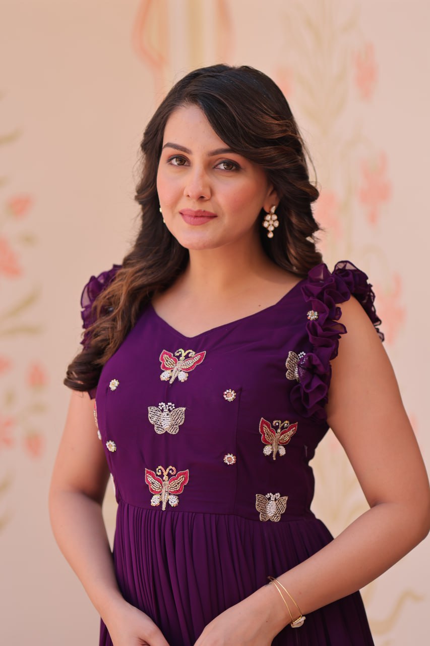 Aaradhya Designer Butterfly Bloom Festive Flow Gown