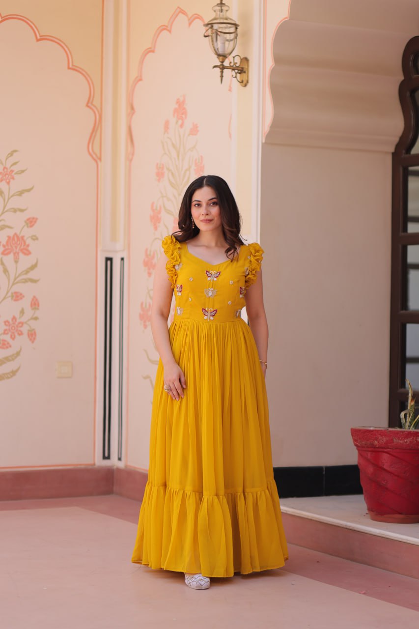 Aaradhya Designer Butterfly Bloom Festive Flow Gown