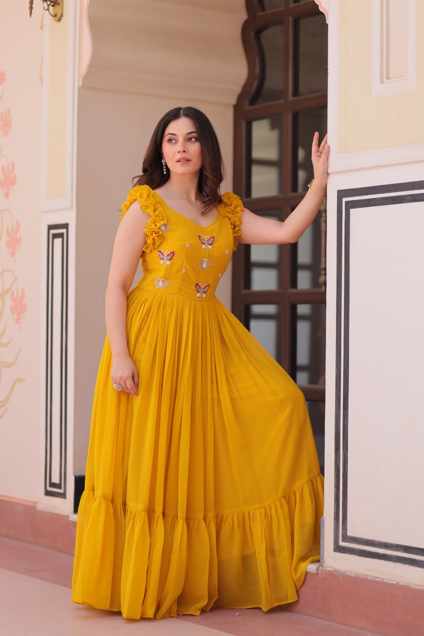 Aaradhya Designer Butterfly Bloom Festive Flow Gown