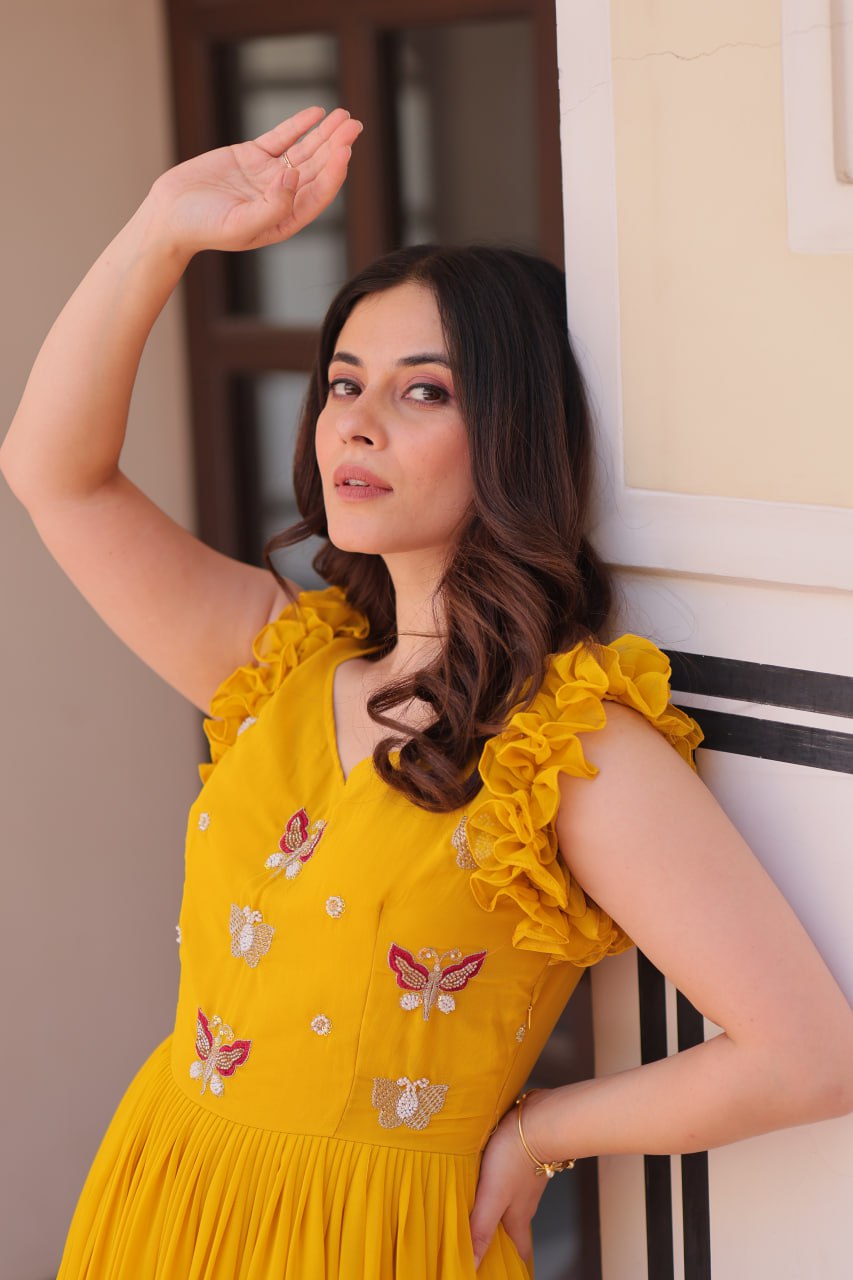 Aaradhya Designer Butterfly Bloom Festive Flow Gown