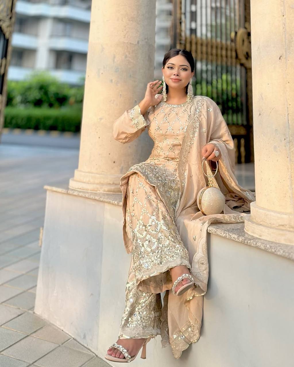 Zarista Sequence Work with Real Mirror Hand Work Sharara