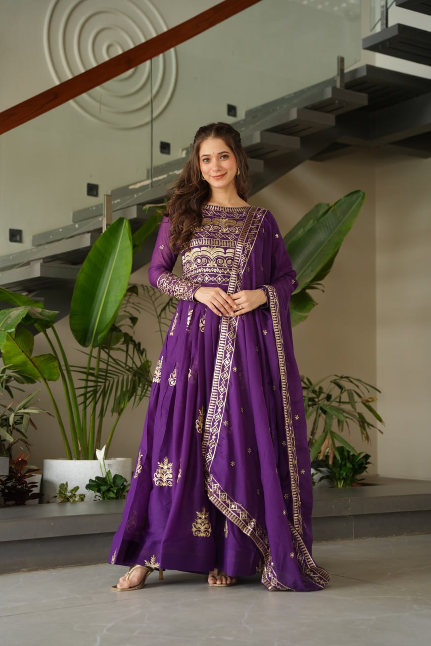 Hiyashvi Chinnon with Sequins-Multi And Embroidered Work Anarkali Gown