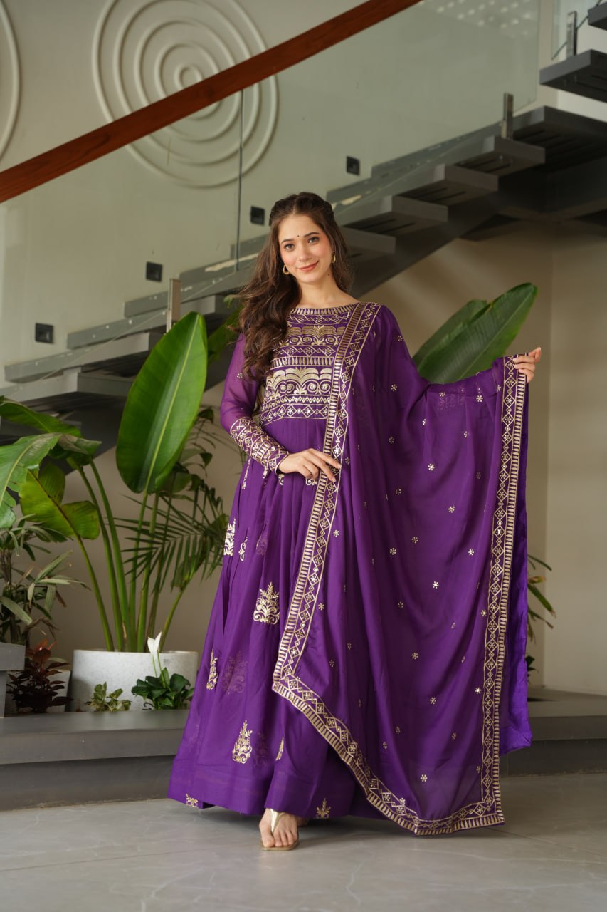 Hiyashvi Chinnon with Sequins-Multi And Embroidered Work Anarkali Gown
