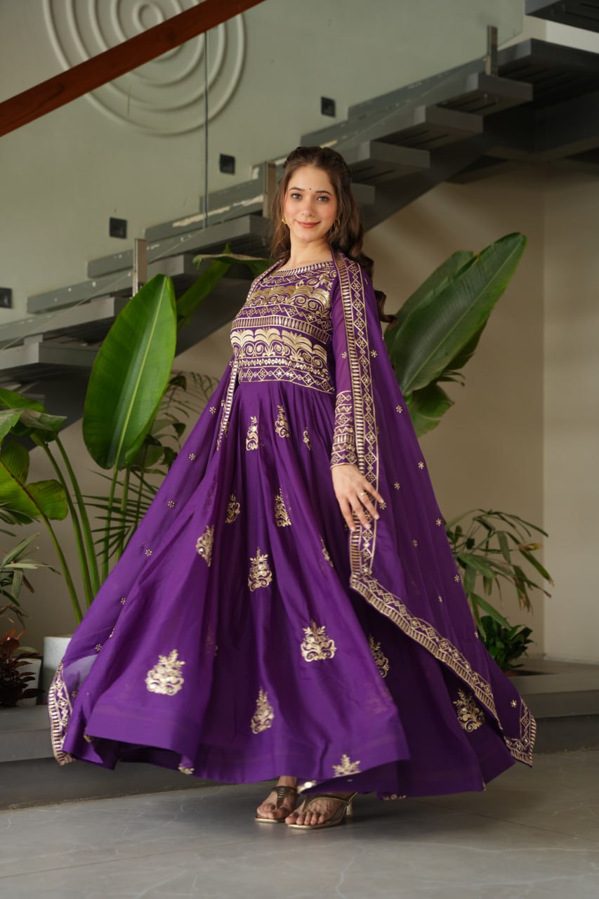 Hiyashvi Chinnon with Sequins-Multi And Embroidered Work Anarkali Gown