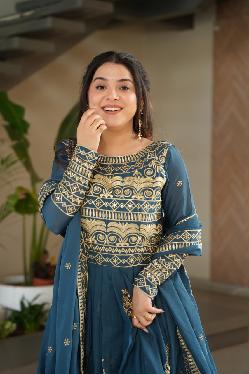 Hiyashvi Chinnon with Sequins-Multi And Embroidered Work Anarkali Gown