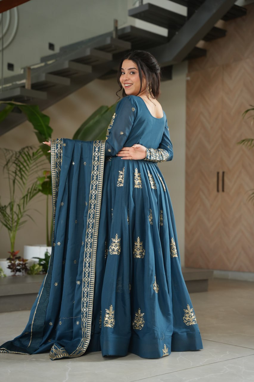Hiyashvi Chinnon with Sequins-Multi And Embroidered Work Anarkali Gown