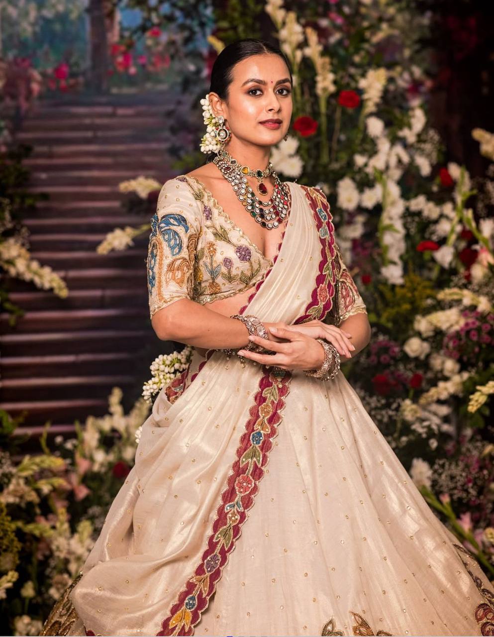 Garden of Grace Tissue Simmer Silk Lehenga Choli