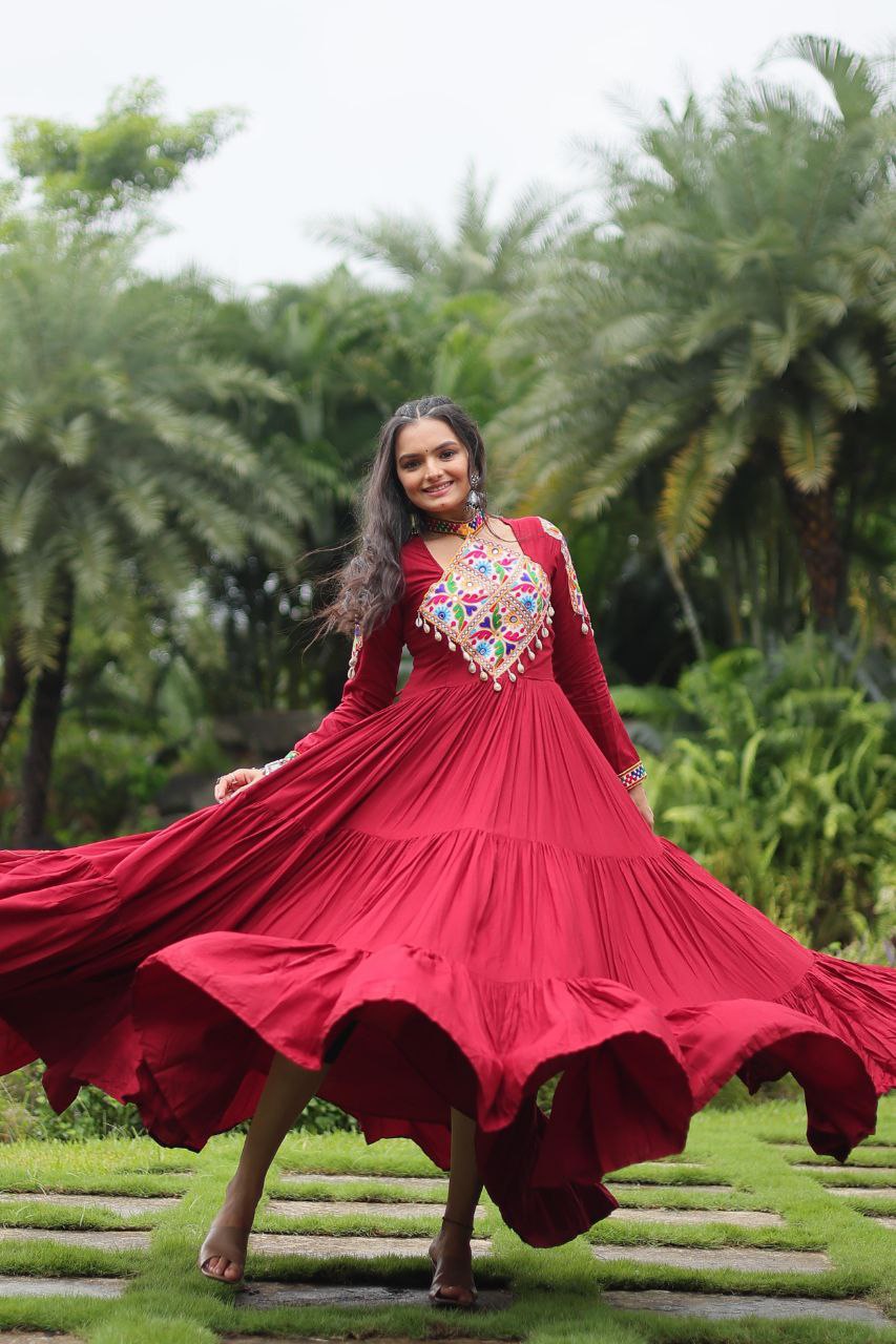 Rang-E-Nazakat - Maroon Colored Attractive Partywear Gown