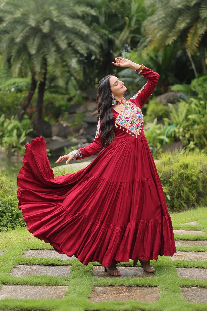 Rang-E-Nazakat - Maroon Colored Attractive Partywear Gown