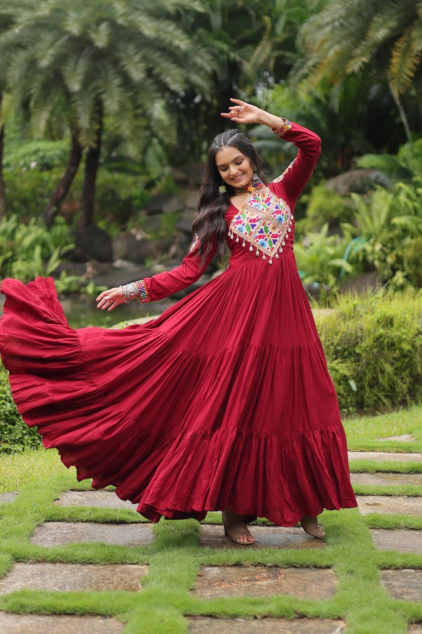 Rang-E-Nazakat - Maroon Colored Attractive Partywear Gown