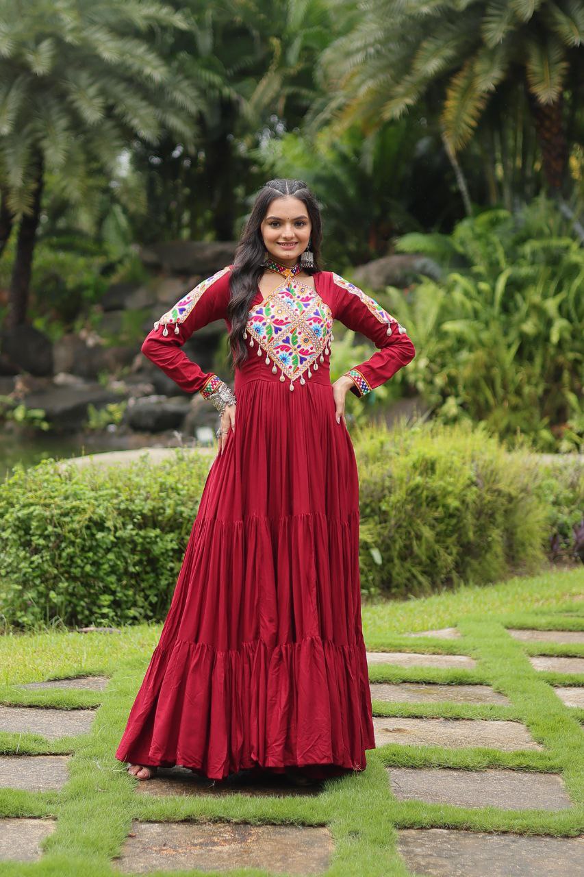 Rang-E-Nazakat - Maroon Colored Attractive Partywear Gown