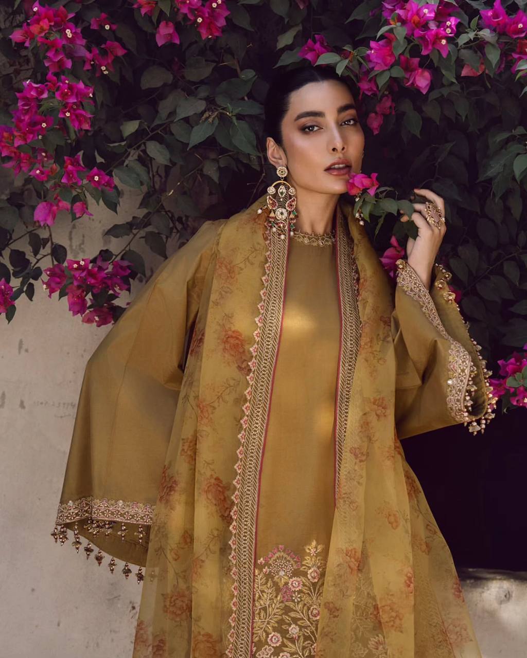 Musturd French Crep Silk Farshi Palazzo