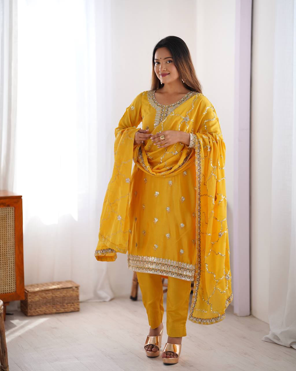 Vamika Chinon silk Classic Ethnic Suit