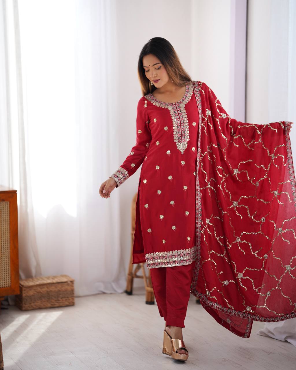 Vamika Chinon silk Classic Ethnic Suit