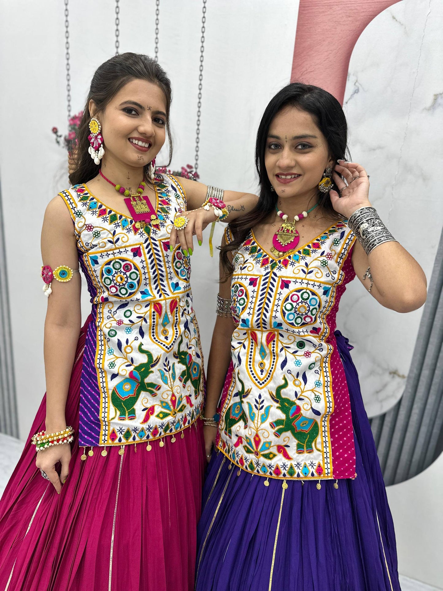 Mira’s Hand-Embroidered Traditional Mirror Work Lehenga Set