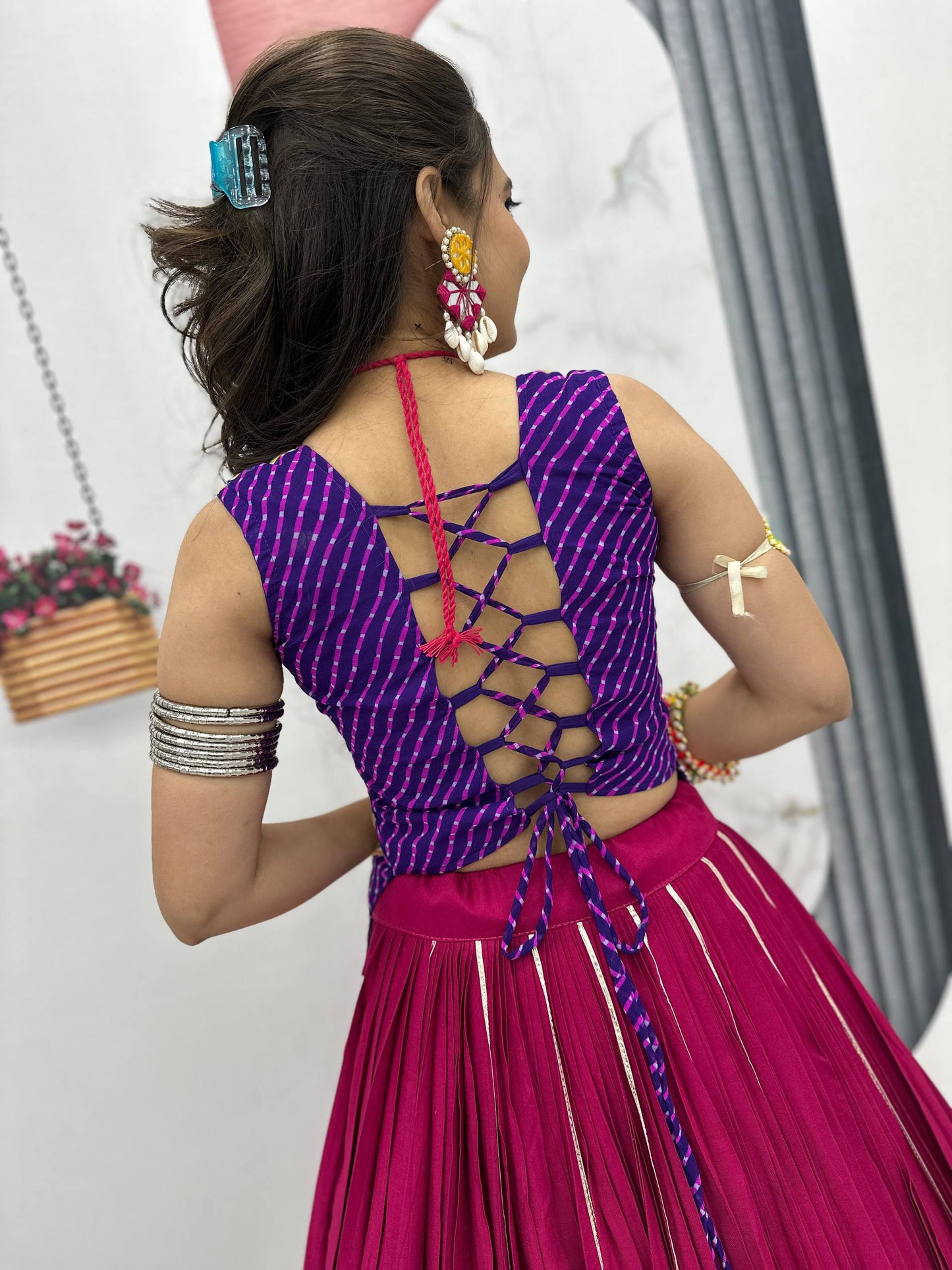 Mira’s Hand-Embroidered Traditional Mirror Work Lehenga Set
