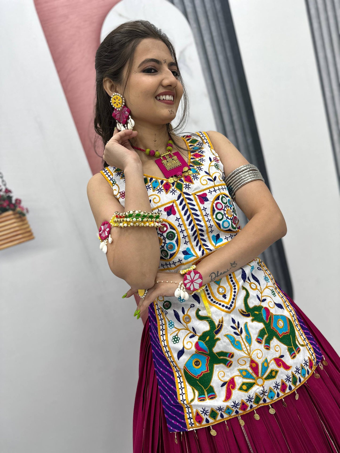 Mira’s Hand-Embroidered Traditional Mirror Work Lehenga Set