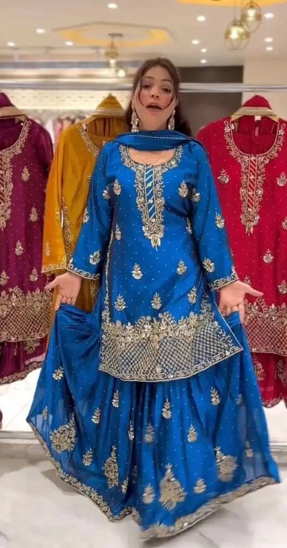 Zarkaar Heavy chinon silk Designer Sharara