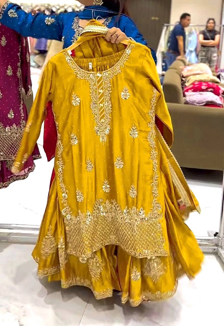 Zarkaar Heavy chinon silk Designer Sharara
