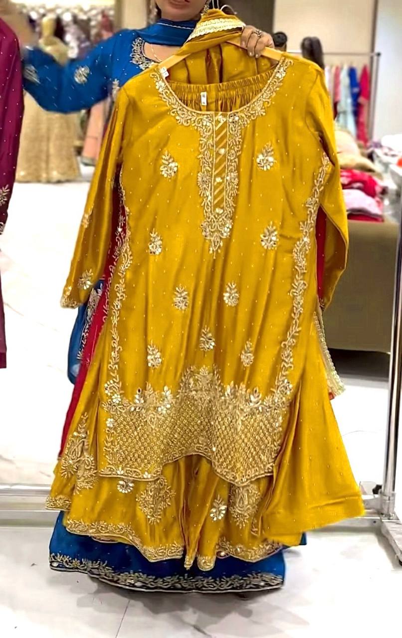 Zarkaar Heavy chinon silk Designer Sharara