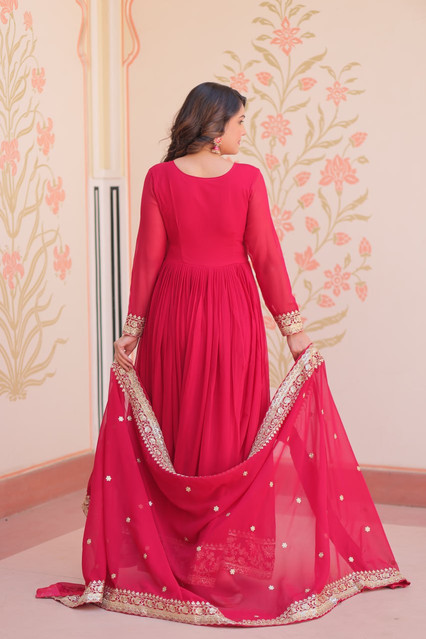 Zehra Heritage Flare – Royal Red & Regal Purple Anarkali Set