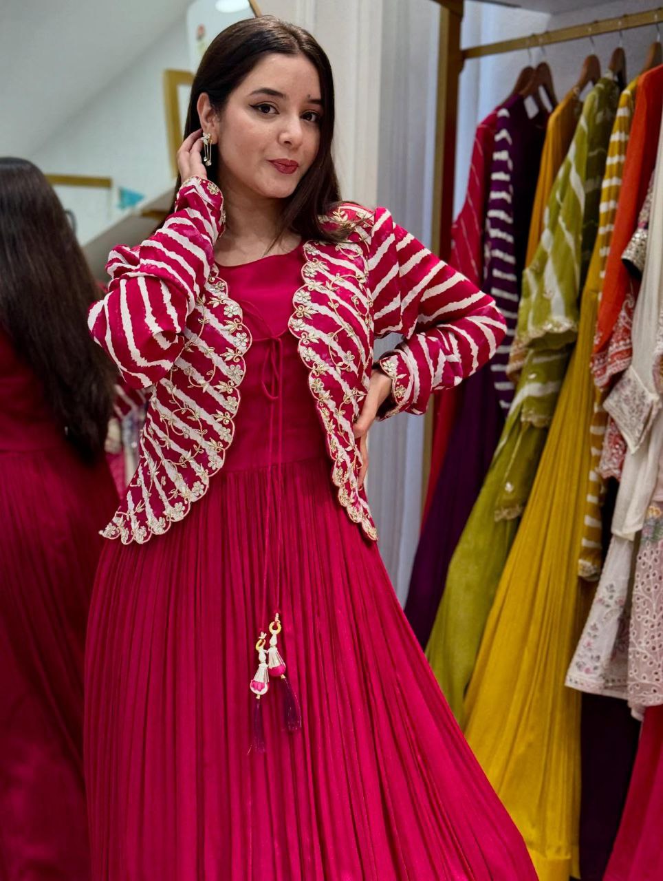 Kavira Designer Party Ware Laining Jecket Gown