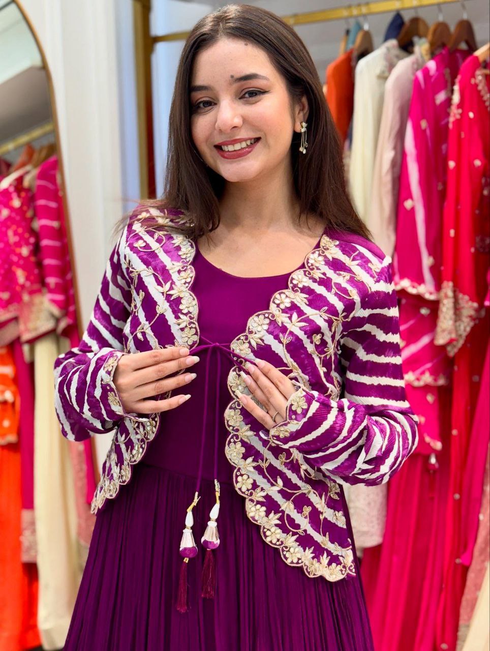 Kavira Designer Party Ware Laining Jecket Gown