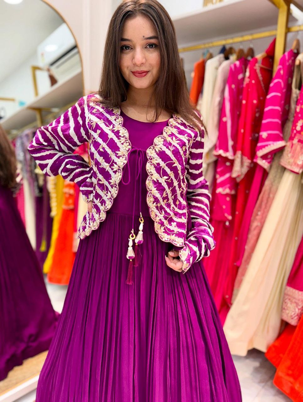 Kavira Designer Party Ware Laining Jecket Gown