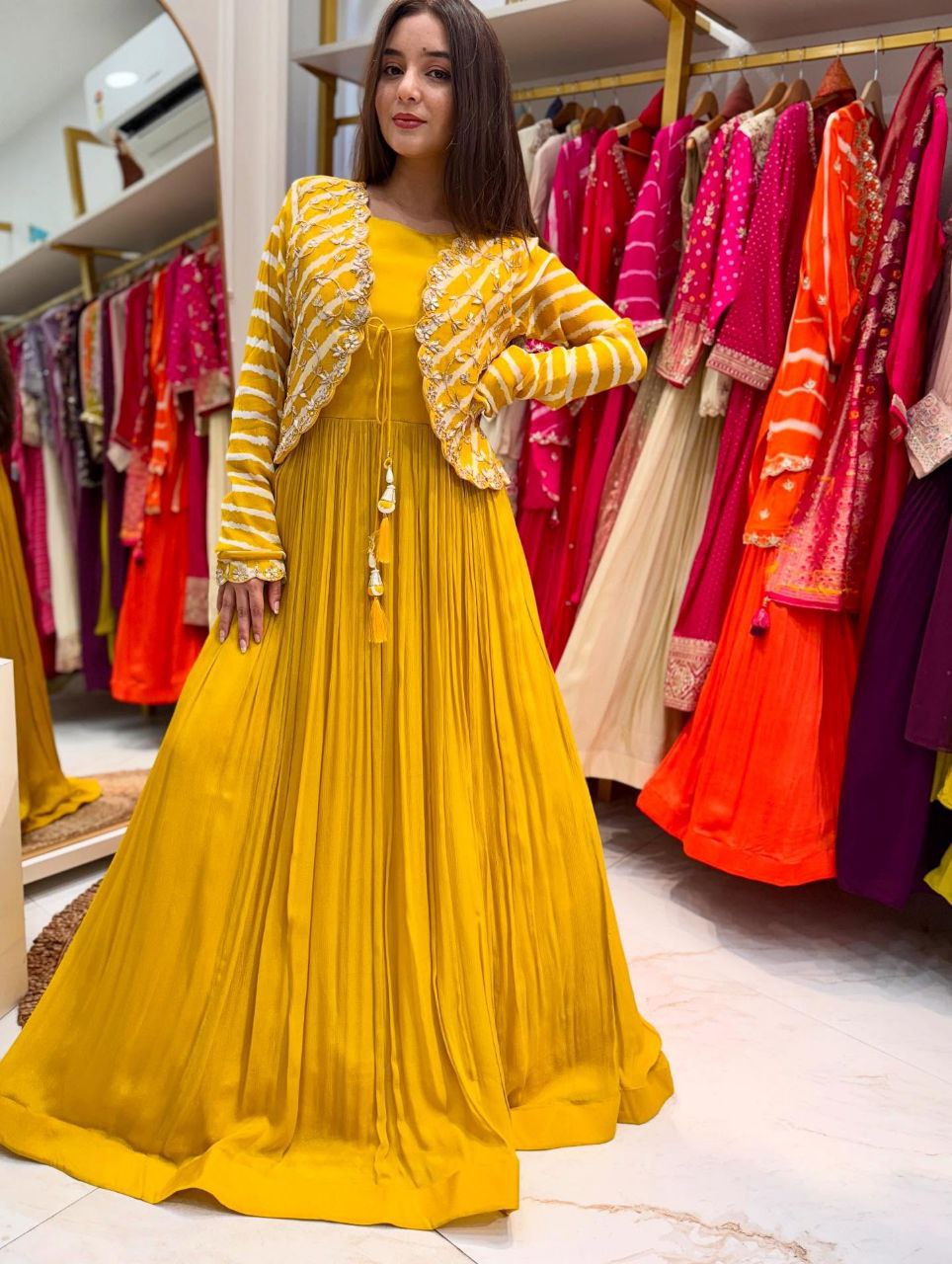 Kavira Designer Party Ware Laining Jecket Gown