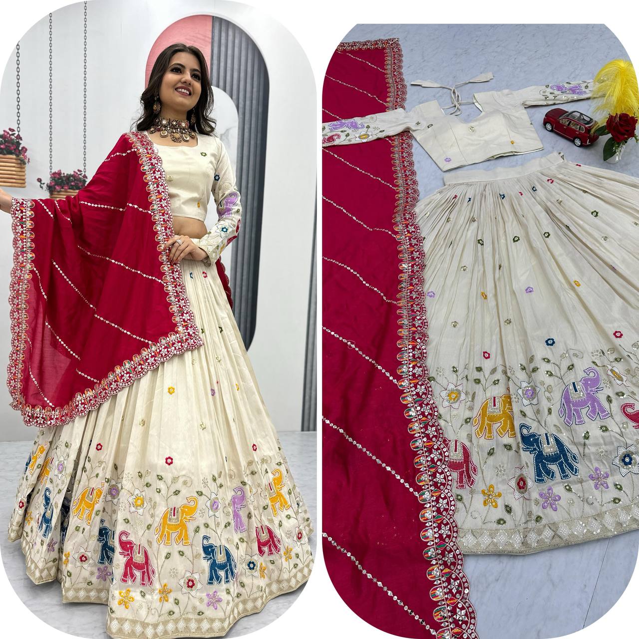 The Queen of Multicolored Elephant Lehenga