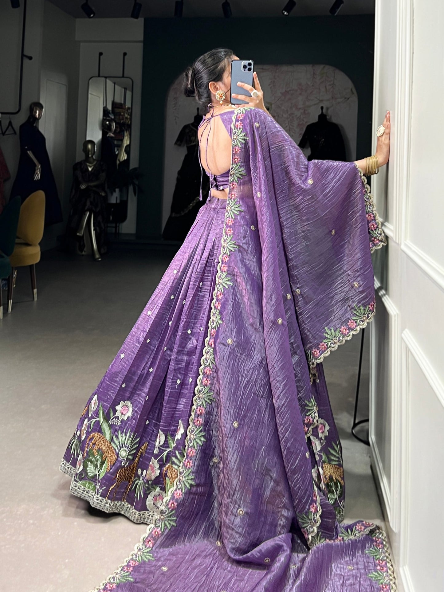 Rashmika Shine Like a Queen In Gold Crush Beauty Lehenga Choli