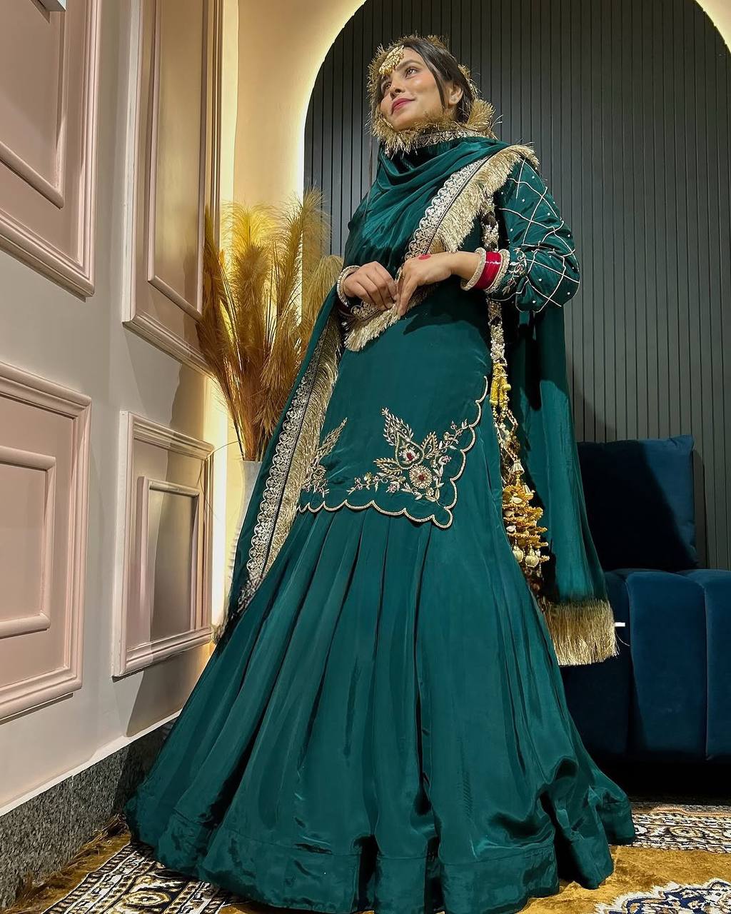 Zarisha Natural Crep Silk Top Lehenga