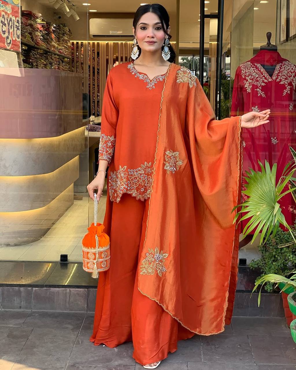 Celestial Charm A Graceful Sarara Suit for Effortless Glamour