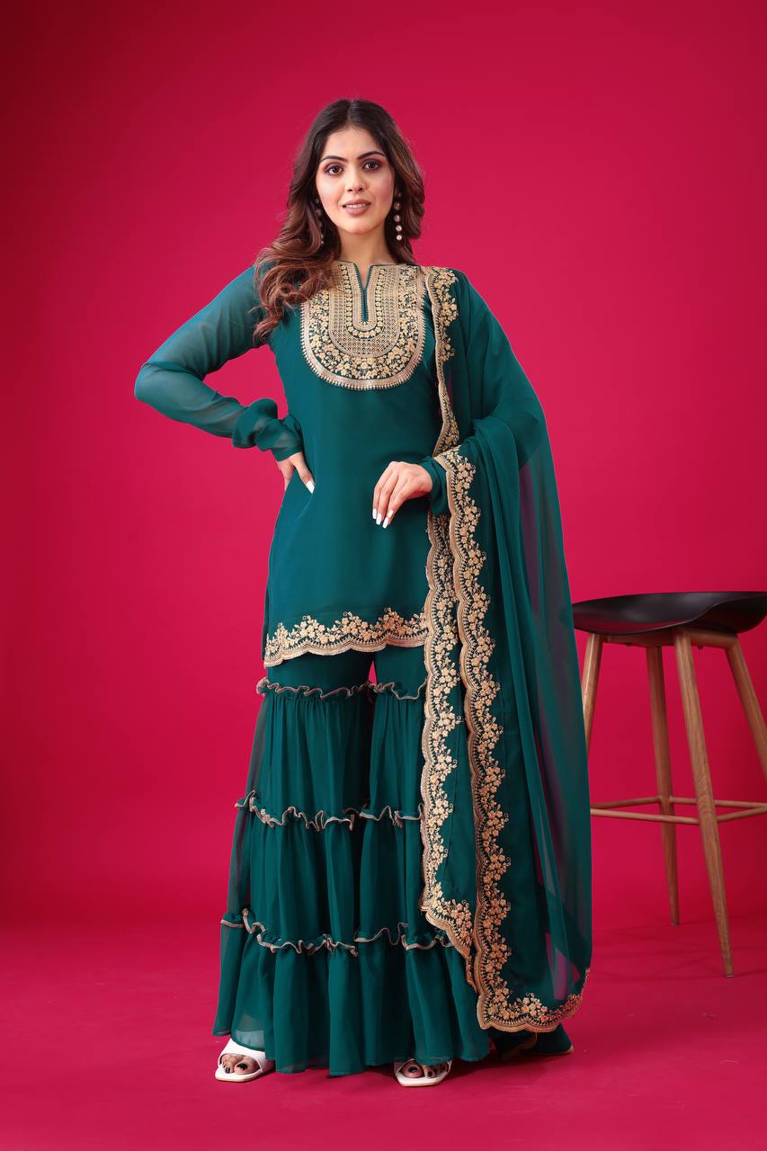 Tales of Tradition A Vintage-Inspired Sharara Ensemble