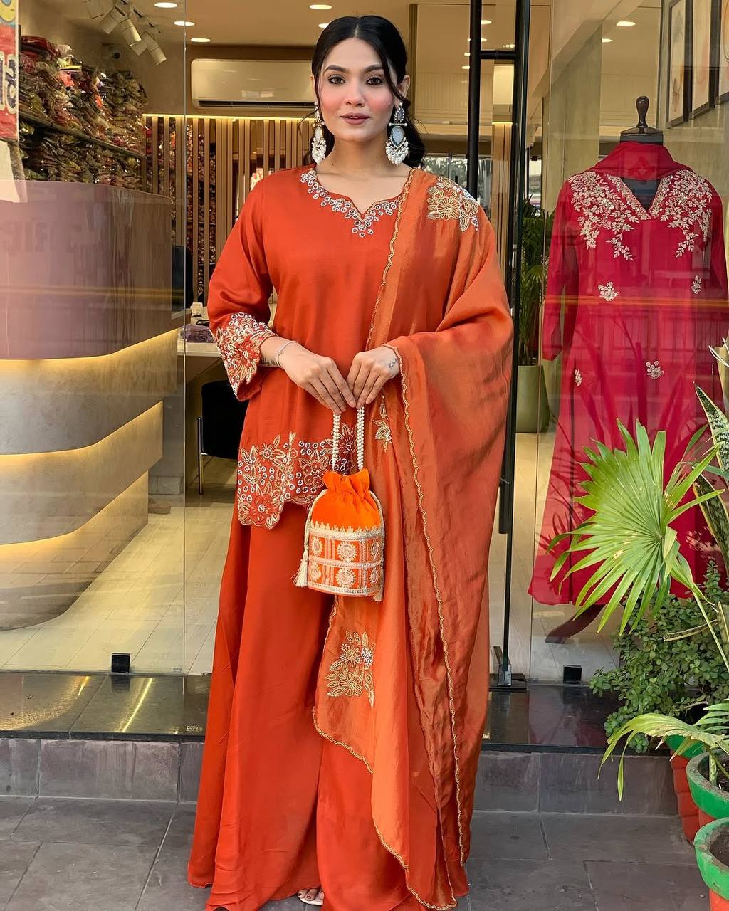 Celestial Charm A Graceful Sarara Suit for Effortless Glamour