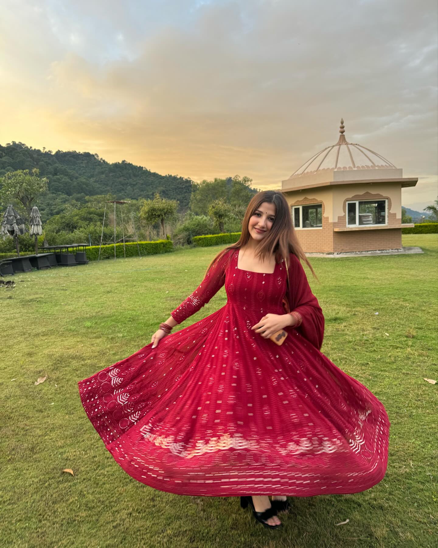 ADITI MAROON RED EMBROIDERED GEORGETTE SUIT SET