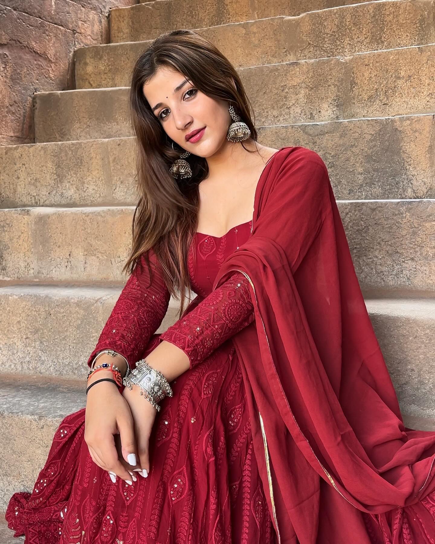 ADITI MAROON RED EMBROIDERED GEORGETTE SUIT SET