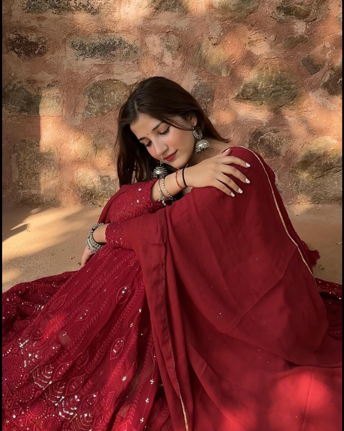 ADITI MAROON RED EMBROIDERED GEORGETTE SUIT SET