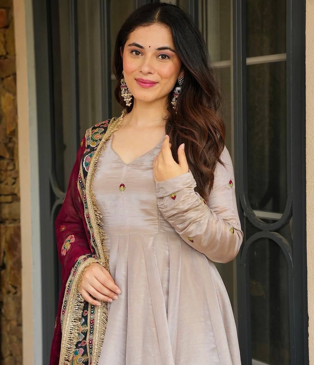 Mughal Mist Beauty French Crep Anarkali Set