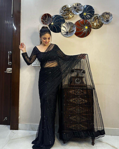 Black Starlight Sequnce  Saree