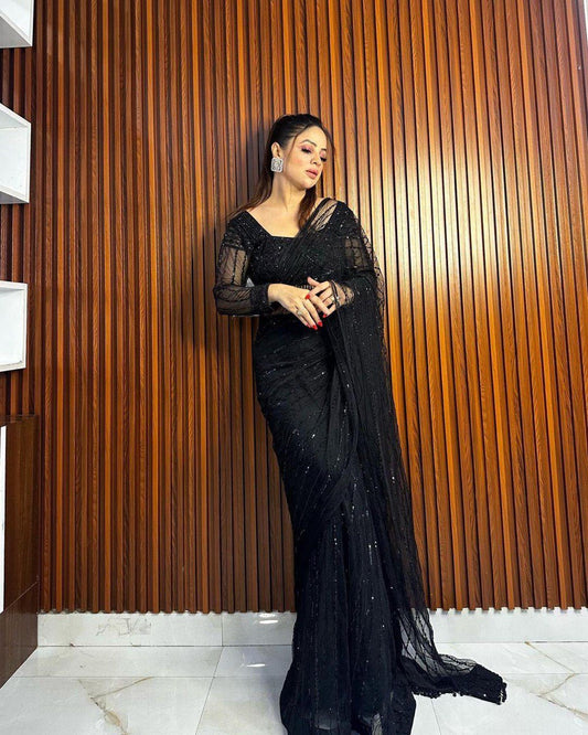Black Starlight Sequnce  Saree