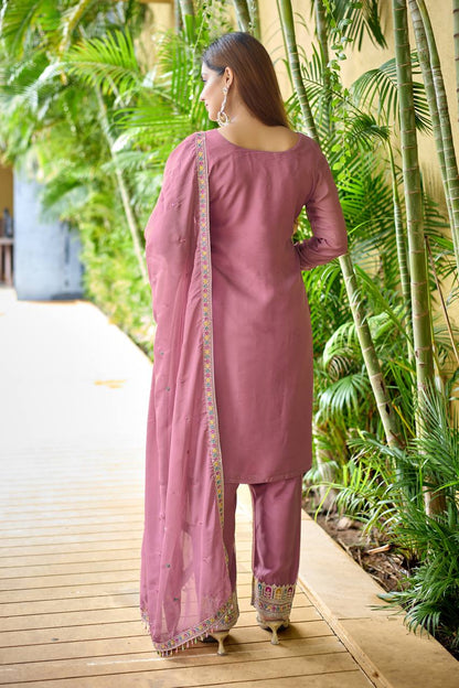 Dusty Rose Ethnic Straight-Cut Suit
