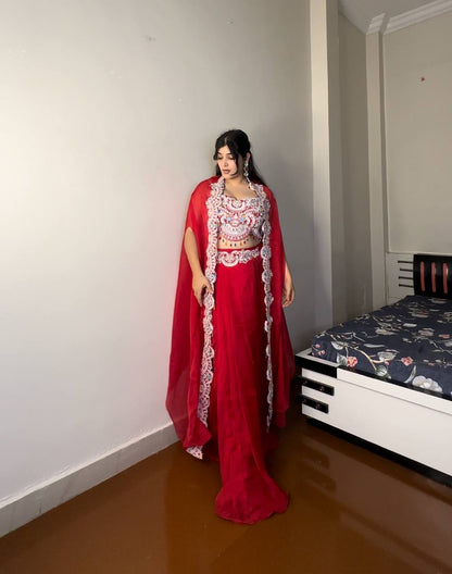 Zara Red Crimson Bloom Drape Set