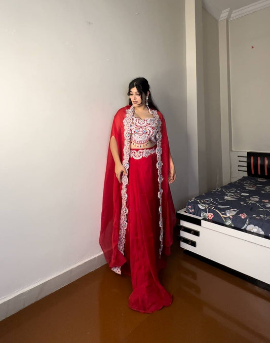 Zara Red Crimson Bloom Drape Set