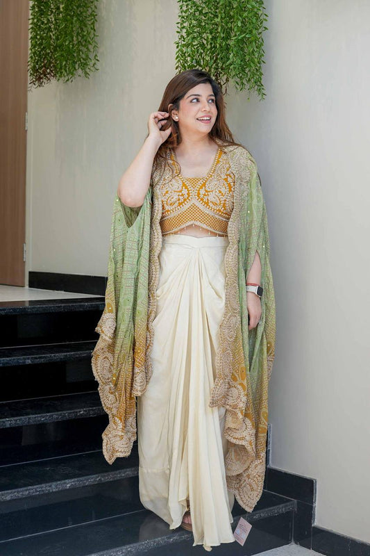 anusiya Dream Weaves Mono Silk Shrug Set