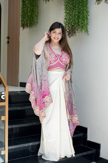 anusiya Dream Weaves Mono Silk Shrug Set