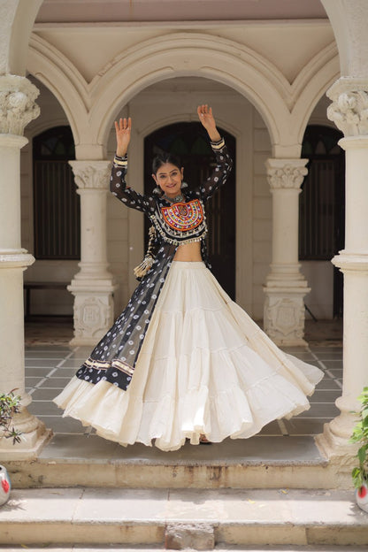 Raas Rang Collection Mirror Embroidered Front Cut Jacket Choli