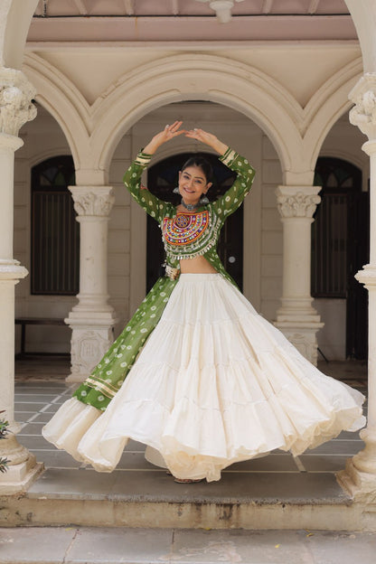 Raas Rang Collection Mirror Embroidered Front Cut Jacket Choli